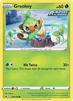Grookey 16/198 Chilling Reign Pokémon card
