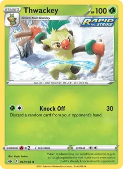 Thwackey 17/198 Chilling Reign Pokémon card