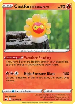 Castform Sunny Form 22/198 Chilling Reign Pokémon card