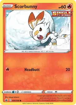 Scorbunny 26/198 Chilling Reign Pokémon card