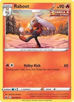 Raboot 27/198 Chilling Reign Pokémon card