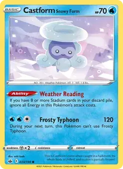 Castform Snowy Form 34/198 Chilling Reign Pokémon card