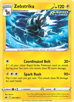Zebstrika 51/198 Chilling Reign Pokémon card