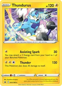Thundurus 52/198 Chilling Reign Pokémon card