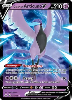 Galarian Articuno V 58/198 Chilling Reign Pokémon card