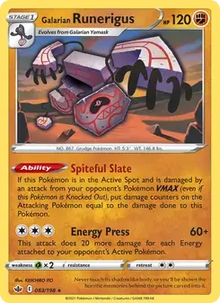 Galarian Runerigus 83/198 Chilling Reign Pokémon card
