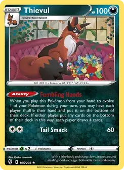 Thievul 105/203 Evolving Skies Pokémon card