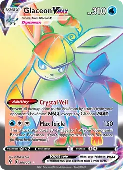 Glaceon VMAX 208/203 Evolving Skies Pokémon card