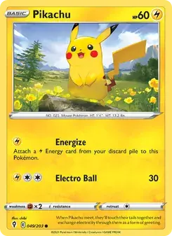 Pikachu 49/203 Evolving Skies Pokémon card