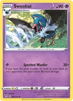 Swoobat 69/203 Evolving Skies Pokémon card