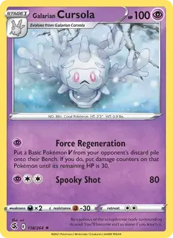 Galarian Cursola 118/264 Fusion Strike Pokémon card
