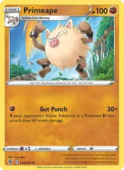 Primeape 134/264 Fusion Strike Pokémon card