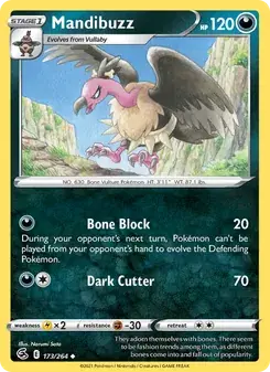 Mandibuzz 173/264 Fusion Strike Pokémon card