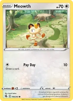 Meowth 199/264 Fusion Strike Pokémon card