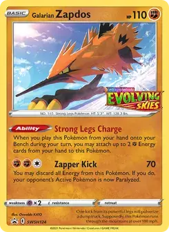 Galarian Zapdos SWSH124 SWSH Black Star Promos Pokémon card