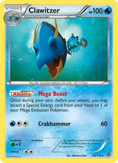 Clawitzer 34/114 Steam Siege Pokémon card