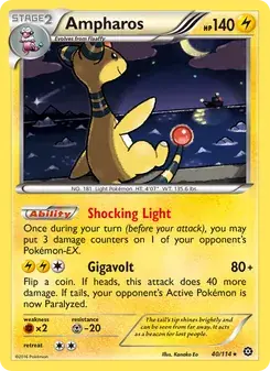 Ampharos 40/114 Steam Siege Pokémon card