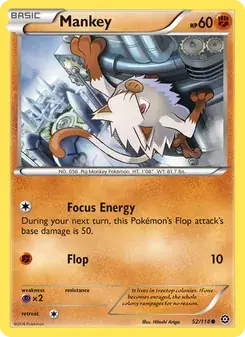 Mankey 52/114 Steam Siege Pokémon card
