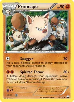 Primeape 53/114 Steam Siege Pokémon card