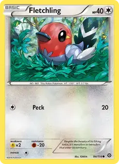 Fletchling 94/114 Steam Siege Pokémon card