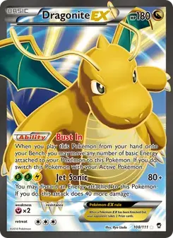 Dragonite EX 108/111 Furious Fists Pokémon card