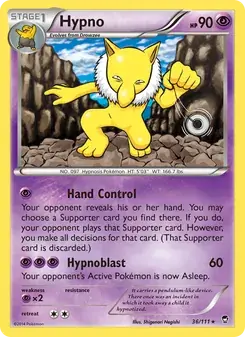 Hypno 36/111 Furious Fists Pokémon card