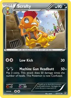 Scrafty 67/111 Furious Fists Pokémon card
