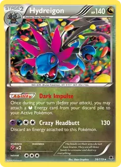 Hydreigon 74/119 Phantom Forces Pokémon card