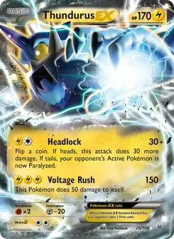 Thundurus EX 26/108 Roaring Skies Pokémon card