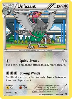 Unfezant 80/108 Roaring Skies Pokémon card