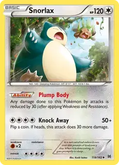 Snorlax 118/162 BREAKthrough Pokémon card