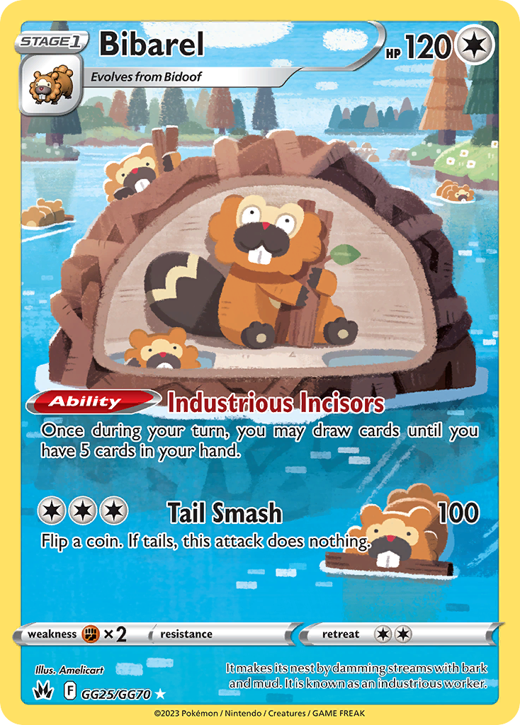 Bibarel GG25 Crown Zenith Galarian Gallery Pokémon card