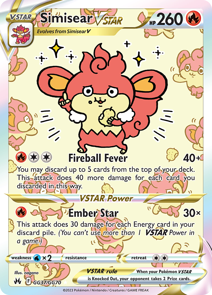 Simisear VSTAR GG37 Crown Zenith Galarian Gallery Pokémon card