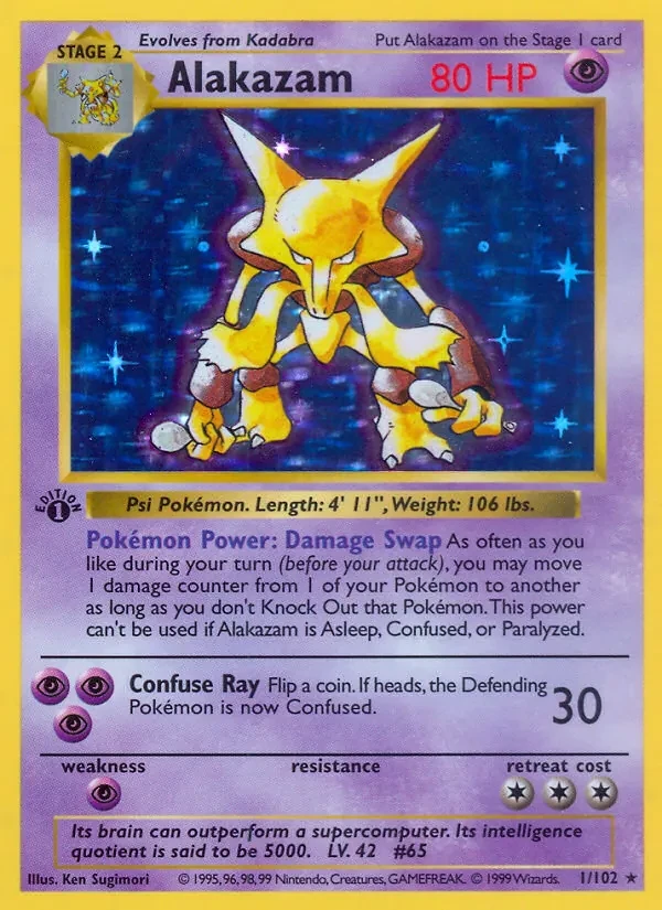 Alakazam 1/102 Base Set Pokémon card