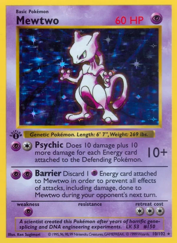 Mewtwo 10/102 Base Set Pokémon card