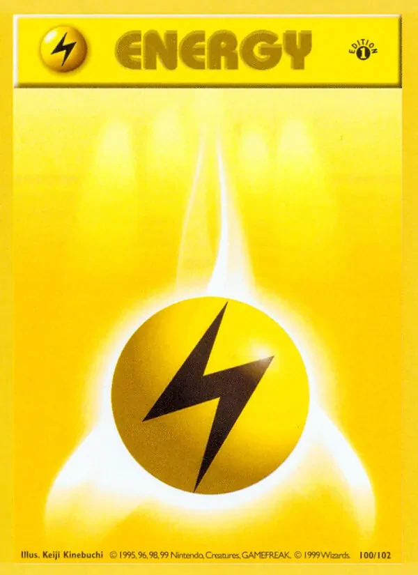 Lightning Energy 100/102 Base Set Pokémon card
