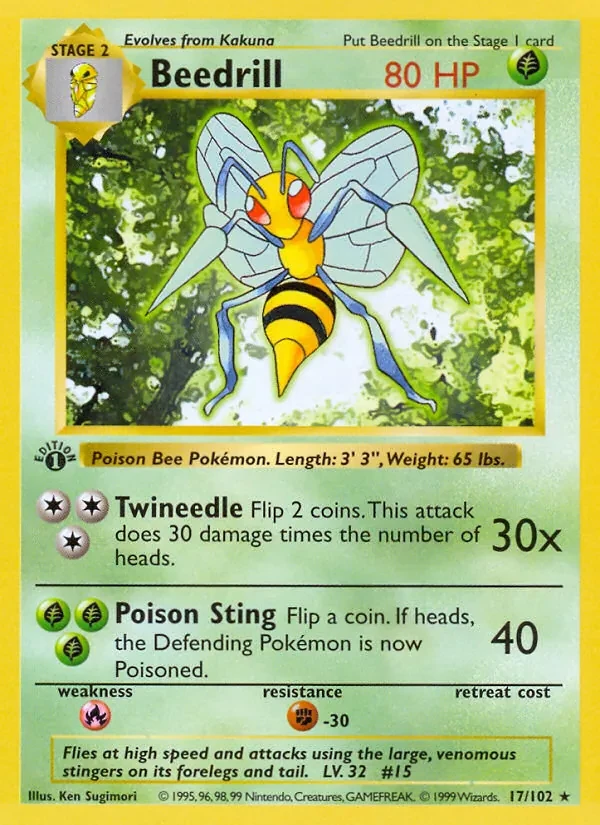 Beedrill 17/102 Base Set Pokémon card