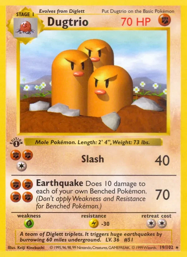 Carta Pokémon Dugtrio 19/102 Base Set