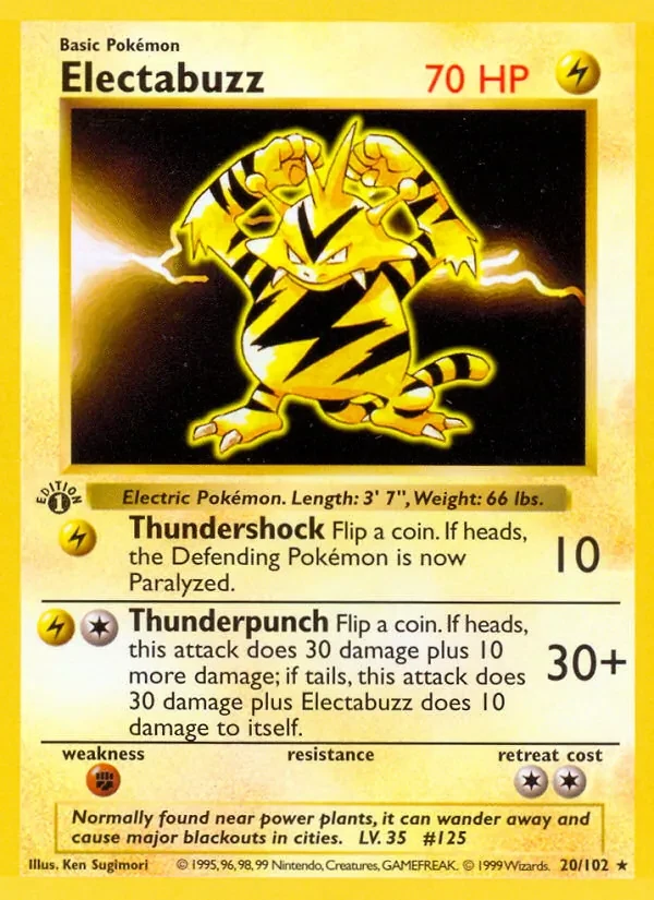 Electabuzz 20/102 Base Set Pokémon card