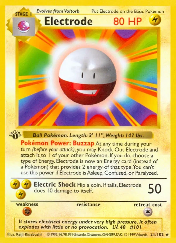 Carta Pokémon Electrode 21/102 Base Set