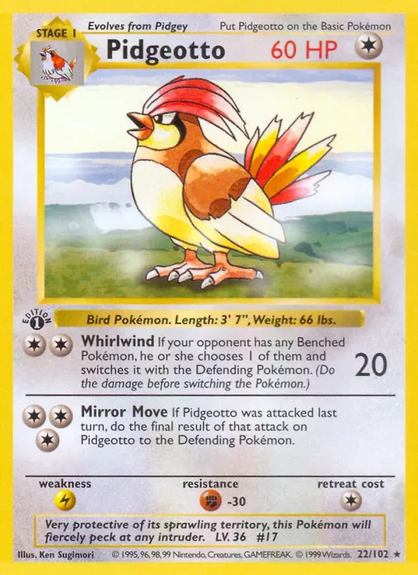 Pidgeotto 22/102 Base Set Pokémon kaart
