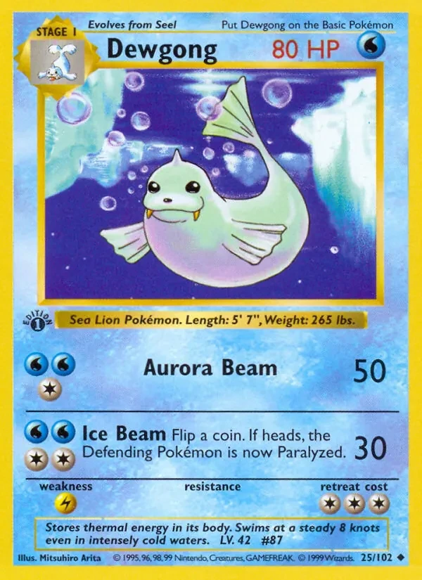 Dewgong 25/102 Base Set Pokémon Karte