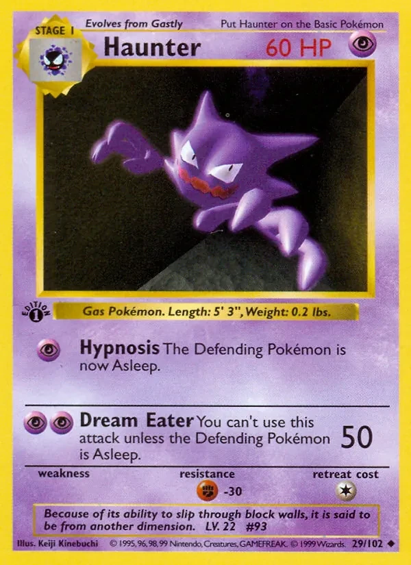 Haunter 29/102 Base Set Pokémon card