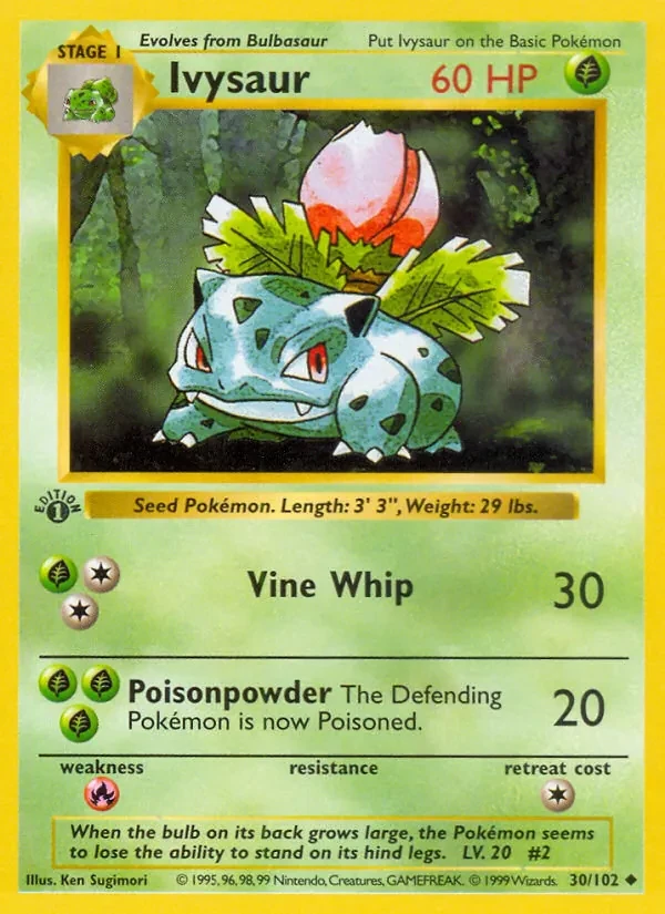 Ivysaur 30/102 Base Set Pokémon card
