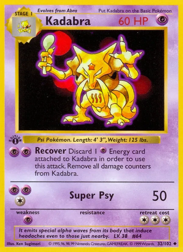 Carte Pokémon Kadabra 32/102 Base Set
