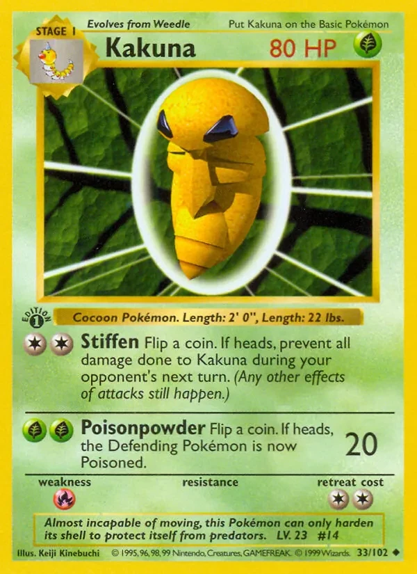 Kakuna 33/102 Base Set Pokémon card