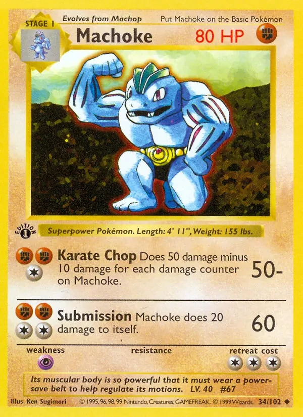 Machoke 34/102 Base Set Pokémon card