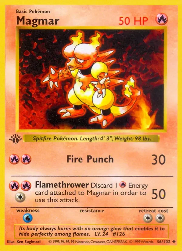 Magmar 36/102 Base Set Pokémon Karte