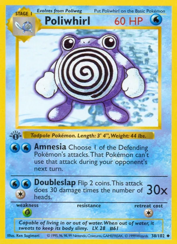 Poliwhirl 38/102 Base Set Pokémon card