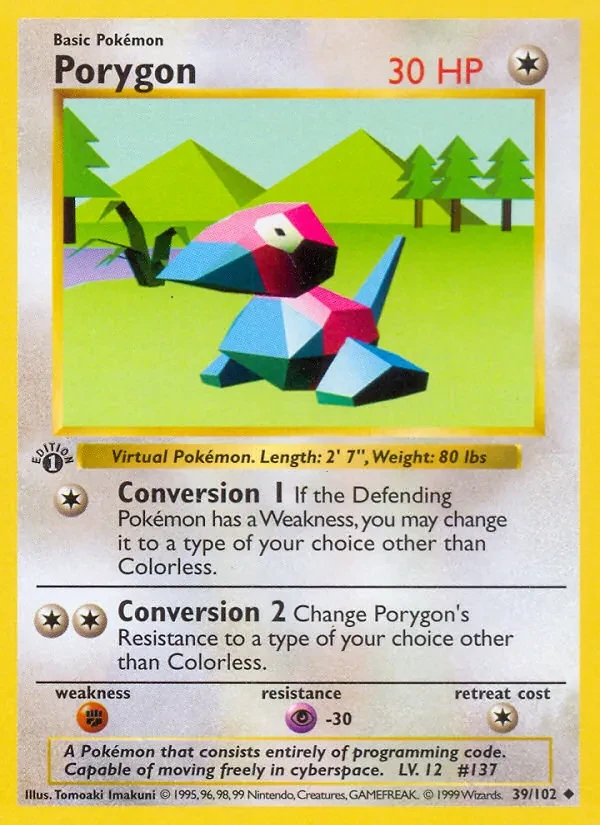 Porygon 39/102 Base Set Pokémon kaart